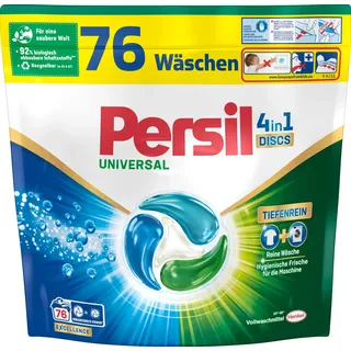 Persil Universal 4in1 DISCS 76 Waschladungen, Universal Waschmittel mit Tiefenrein Technologie, Vollwaschmittel für reine Wäsche und hygienische Frische für die Maschine
