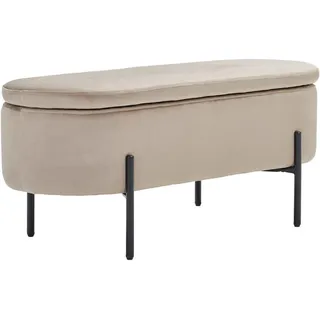 Novel Truhenbank , Schwarz, Graubraun , Metall, Textil , 95x43x36 cm , Kleinmöbel, Truhen, Truhenbänke