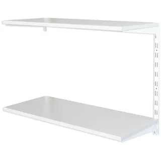 Biedrax Wandregal - Anbauregal 40 x 80 x 50 cm, Farbe weiss - 2 Fachboden grau