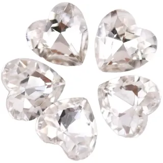 Blausky 20 Stück 18mm Herz Strasssteine,Glitzer Herzen Diaman Herz Edelstein aus Glas Streudeko Kristalle Herz Kristall Dekosteine Bunt Herz Diamanten für DIY Nagel Schmuck Vasenfüller,Weiß
