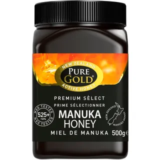 Pure Gold Manuka-Honig 525+ 500 g, Honig aus Neuseeland, im Kunststoffbehälter, MBO-zertifiziert und nach MPI-Standards