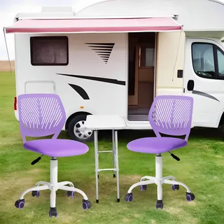 FurnitureR Camping Drehstuhl Höhenverstellbar Ohne Armlehnen Stoff Sitz PP Rücken 130kg Rollen Outdoor