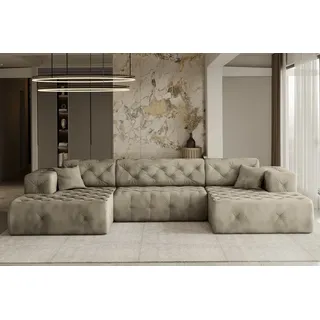 kaiser möbel Eckcouch Samt U-Form 3-Sitzer Beige