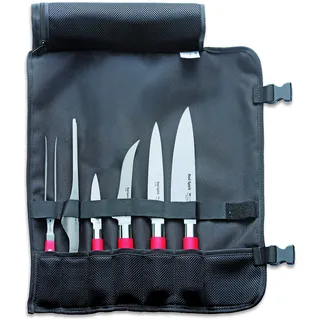 F.Dick F. DICK Messerset Red Spirit (Rolltasche, Fleischgabel, Kochmesser, Filetiermesser, Officemesser, Büffet-Pinzette, Ausbeinmesser 56° HRC) 81767000, Rot, 50 cm x 43 cm