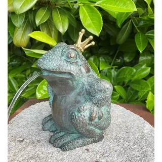 Bronzefigur Wasserspeier Froschkönig 18cm Dekoration aus Bronze Skulptur Frosch Figur Deko Bronzestatue
