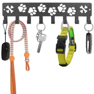 8-Haken-Hundeleinenhalter zur Wandmontage, Schlüsselbrett Schwarz aus Metall – Hunde Schlüsselhalter für Hundeleinen, Halsbänder, Schlüssel, Lustige Hund Stil Wanddeko, Entryway Wandhaken Aufbewahrung