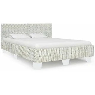 vidaXL Bettgestell Grau Natur Rattan 140 x 200 cm