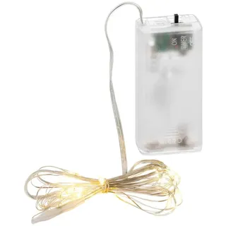 Cepewa LED Lichterkette Mikro Draht 1,9 m warmweiß silber