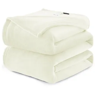WAVVE Fleecedecke, Flanell, Mikrofaser, Sofaüberwurf, 230 x 270 cm, Weiß, Beige, Sofadecke, 2 Personen, Felldecke, groß, warm und weich, aus Plüsch, cremefarben, 270 x 230 cm