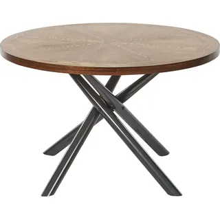 BELIANI Esstisch Braune Esche MDF mit Metallbeinen Grau Kreuzgestell  120 cm Rund 4 Personen Esszimmer Modern - Braun, Grau