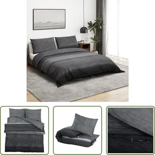 The Living Store Bettwäsche-Set Dunkelgrau 240x220 cm Baumwolle - Grau