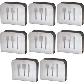 8er Set - Serviettenhalter aus Edelstahl | Serviettenablage für Tisch, Küche, Bar, Gastronomie | Serviettenständer, langlebig | Serviettenspender Stehend - Serviettenbox für Restaurants & Bistros - Silber