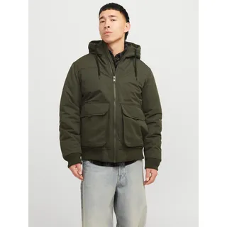 JACK & JONES »JJCONSTRUCT BOMBER mit glänzender Oberfläche« mit Kapuze, grün