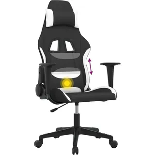 vidaXL Gaming-Stuhl mit Massagefunktion Schwarz und Weiß Stoff - Weiß