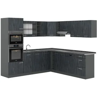 Vicco Winkelküche L-Form 237 x 247 cm Schwarz