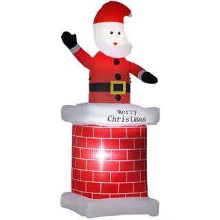 Homcom aufblasbarer Weihnachtsdeko 2,10 m Weihnachtsmann mit Schornstein für Innen- und Außenbereich