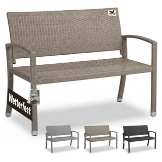 CASARIA Polyrattan Gartenbank 122 x 87 x 60 cm Creme-Beige