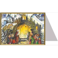 Richard Sellmer, Grusskarte + Briefpapier, Weihnachtskarte Krippenszene mit staunenden Kindern