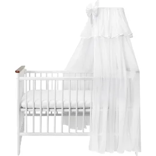 balbina Baldachin Chiffonhimmel Deko-Set für Babybett, Betthimmel mit Schleife, Moskitonetz für Babyzimmer, Bettvorhang durchsichtig ohne Himmelstange, 320 x 160 cm, weiß