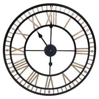 Wanduhr Ø 80 cm - Runde Metall Wanduhr - Modernes minimalistisches Design - Analoge Zeiger - Große Uhr für Wohnzimmer und Schlafzimmer - Gold
