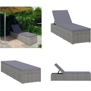 vidaXL Sonnenliege mit Auflage Poly Rattan Grau - Sonnenliege - Sonnenliegen - Gartenliege - Gartenliegen - Grau