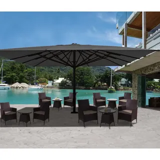 Gastronomie-Luxus-Sonnenschirm HWC-D20, XXL-Schirm Marktschirm, 5x5m (Ø7,2m) Polyester/Alu 90kg  anthrazit - Grau