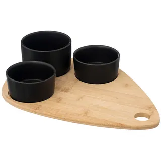 Snackschalen 3er-Set , Schwarz , Keramik , 24x7x35 cm , Geschirr, Schalen & Schüsseln