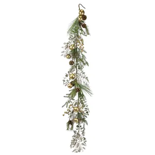 I.GE.A. Weihnachtsgirlande Kugeln/Zapfen/Tanne 160 cm gold