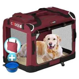 CADOCA Hundebox faltbar XXXL 101 x 70 x 70 cm Dunkelrot