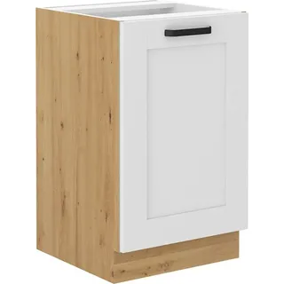 Waschbeckenunterschrank LAILI – Breite 50 cm, Weiß / Eiche Artisan - Braun