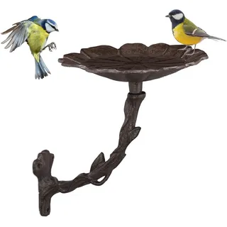 Relaxdays Vogeltränke , Braun , Metall , 17x20x21 cm , Dekoration, Gartendeko