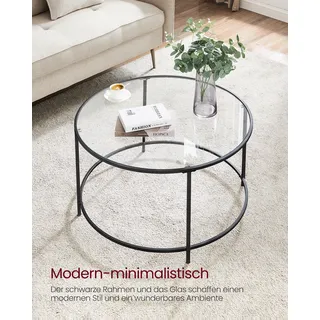 VASAGLE Couchtisch, Beistelltisch für Wohnzimmer, Ø 84 x 45.5 cm - Schwarz