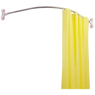 BAOYOUNI Duschvorhangstange Ohne Bohren winkelGebogen Badezimmer Duschstange aus Edelstahl Pole Badewanne Dusche Vorhangstange Gewölbte Schiene Bar Länge 115.5 x 115.5 cm, Elfenbein