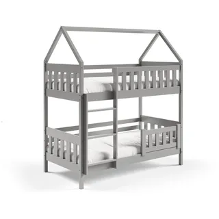 masseno Etagenbett Elena 80 x 190 cm Kiefer massiv Hellgrau