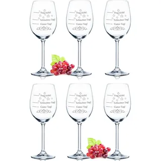 GRAVURZEILE Leonardo Weingläser - Schlechter Tag, Guter Tag - Frag nicht! im 6er Set - Stimmungsglas - Rotweingläser & Weißweingläser - Geiles Geschenk - Party Set