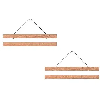 ZORR 2er Set A1 60cm Magnetisch Posterschiene, Bilderrahmen aus Teak für Wandbilder, Photos, Posterleiste Holzrahmen Bilderleiste