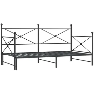 vidaXL Tagesbett Ausziehbar ohne Matratze Schwarz 100x200 cm Stahl