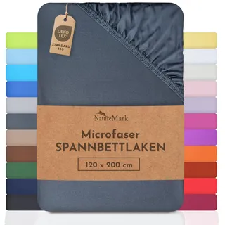 NatureMark Spannbettlaken Mikrofaser-Polyester 120 x 200 cm Grau