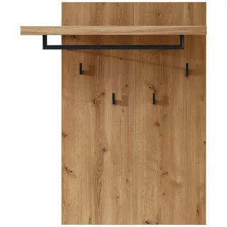 Linea Natura Garderobenpaneel , Anthrazit, Schwarz , Holz, Holzwerkstoff , Wildeiche , massiv , 88x108x31 cm , Aufhängemöglichkeit , Garderobe, Garderoben-Sets & Garderoben-Serien, Garderoben-Serien