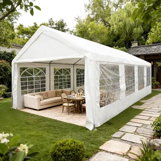 Konifera Partyzelt 4 x 8 m inkl. Seitenteile Weiß