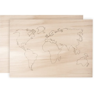 Rayher Weltkarte Holz, 42 x 29,7 x 0,4 cm, Sperrholz, FSC zertifiziert, Weltkarte für die Wand, einzelne Länder gelasert zum Herauslösen, 62810000, Braun