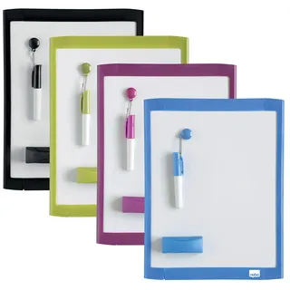 NOBO Magnetisches Mini-Whiteboard mit Farbigem Rahmen, Trocken Abwischbar, Wandmontage, Inkl. Whiteboard-Stift, Magneten, Tafelwischer & Schaumstoff-Klebepads, 216 x 280 mm, 1903816