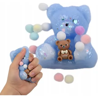 Teddybär Squishy Antistress Spielzeug Kinder Quetschball Bär Figur Stressabbau Bunt 7cm - Weiß