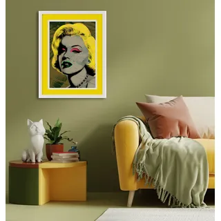 Queence Bild mit Rahmen »Marilyn Monroe, gelb« bild(er): von Frauen Film Filmfiguren Frau Gesicht 1 Stk. tlg. Poster mit buntem Acrylglas, Passepartout,