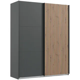 WIMEX Schwebetürenschrank Andorra 200 x 216 x 65 cm Schwarz/Grau