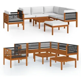 vidaXL 8-tlg. Garten-Lounge-Set mit Kissen Cremefarbenes Holz Akazie