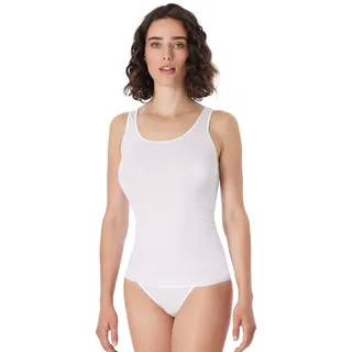 SCHIESSER Tanktop SCHIESSER "Luxury", Damen, Gr. 40, weiß, Rippware, Obermaterial: 100% Baumwolle, körpernah hüftbedeckend, Rundhals, Tops Tanktop, tiefer Rundhalsausschnitt, ohne störende Seitennähte