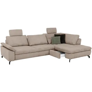 Beldomo Style Ecksofa , Hellbraun , Metall , Ottomane rechts, Eckteil, L-Form , 291x197 cm , Goldenes M , Typenauswahl, Fußauswahl, Stoffauswahl, seitenverkehrt erhältlich, individuell planbar , Wohnzimmer, Sofas & Couches, Wohnlandschaften, Ecksofas mit Schlaffunktion