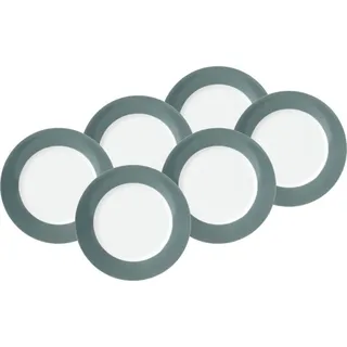 Van Well Untertassenset , Grau, Weiß , Keramik , rund , Geschirr, Tassen, Kaffeebecher