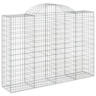 vidaXL Gabione mit Hochbogen 200x50x140/160 cm Verzinktes Eisen - Silber